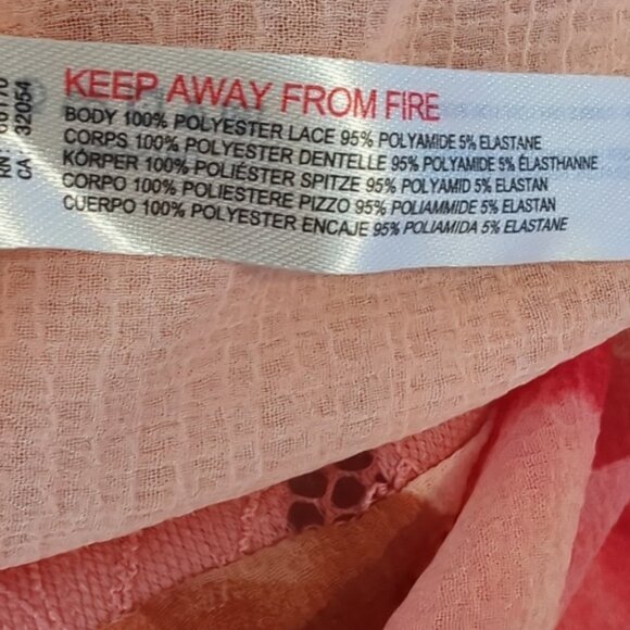 Free People Chemise Sz L Monday Morning Trapeze Coral Pink Roses Slip Dress - Picture 9 of 10